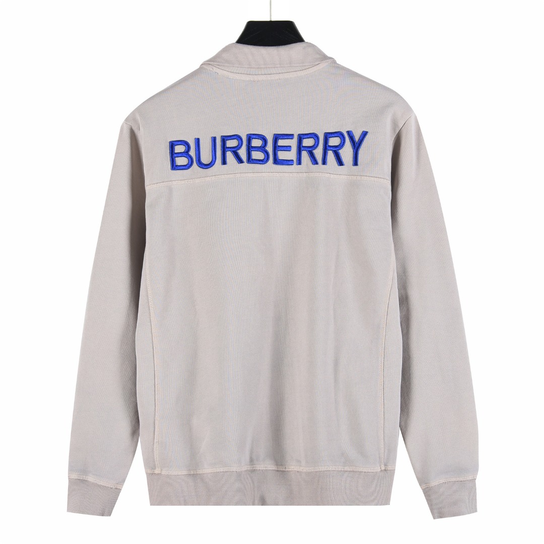 Burberry/巴宝莉 25Fw 小标战马刺绣半拉链翻领卫衣杏色 灰色