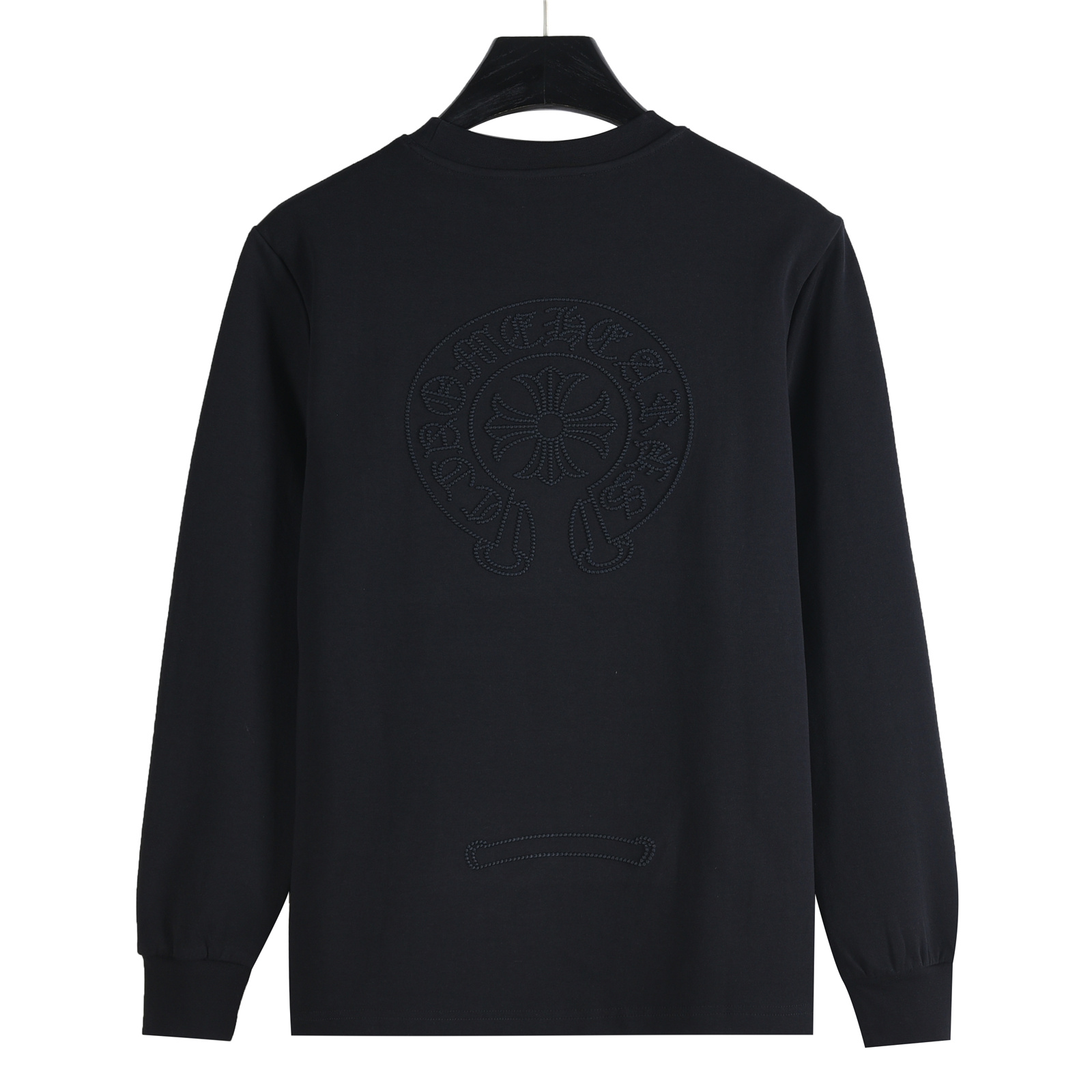 ChromeHearts/克罗心 25Fw 暗纹十字架马蹄立体刺绣长袖T恤