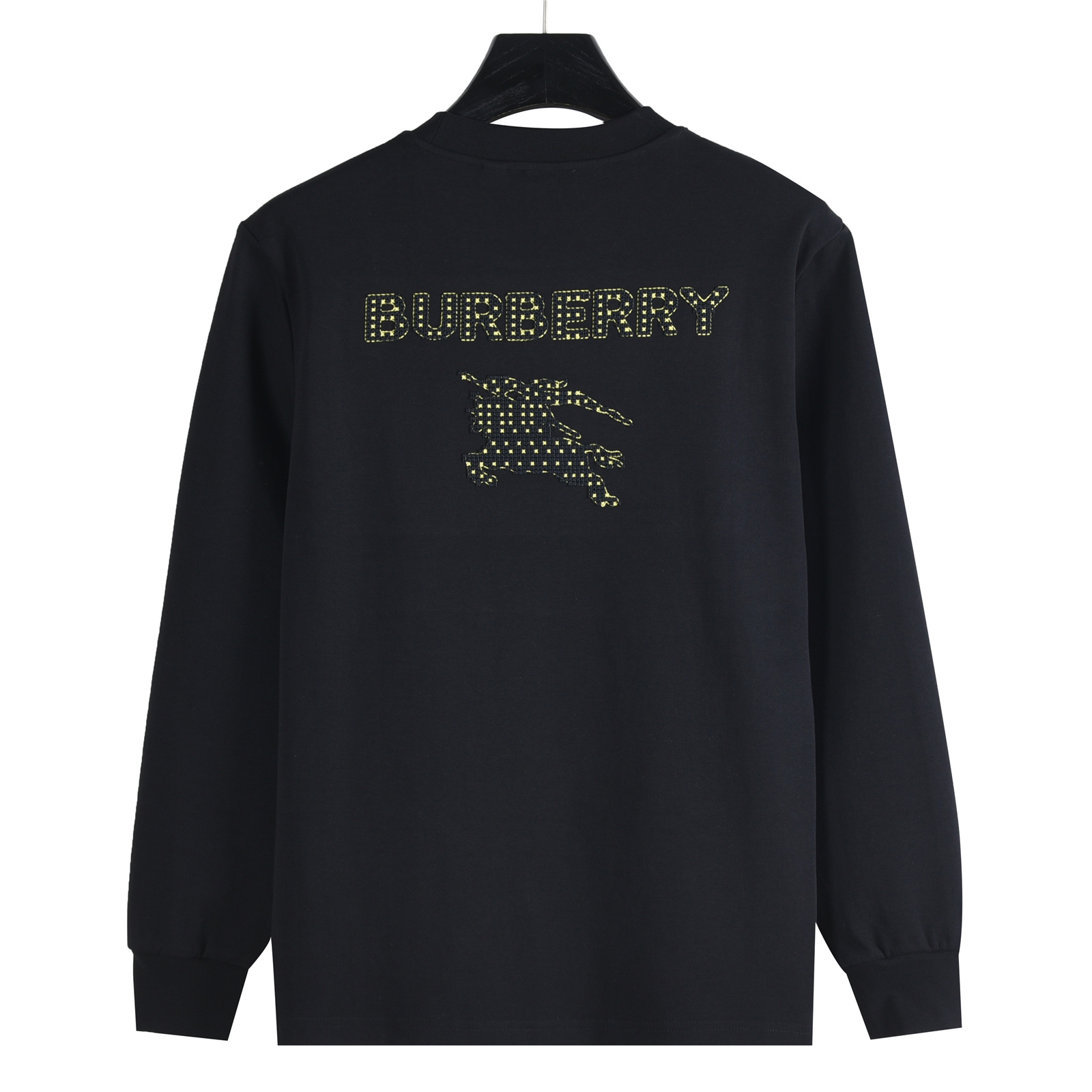 Burberry/巴宝莉 25Fw 十字绣编织战马撞色刺绣长袖T恤 黑色 白色