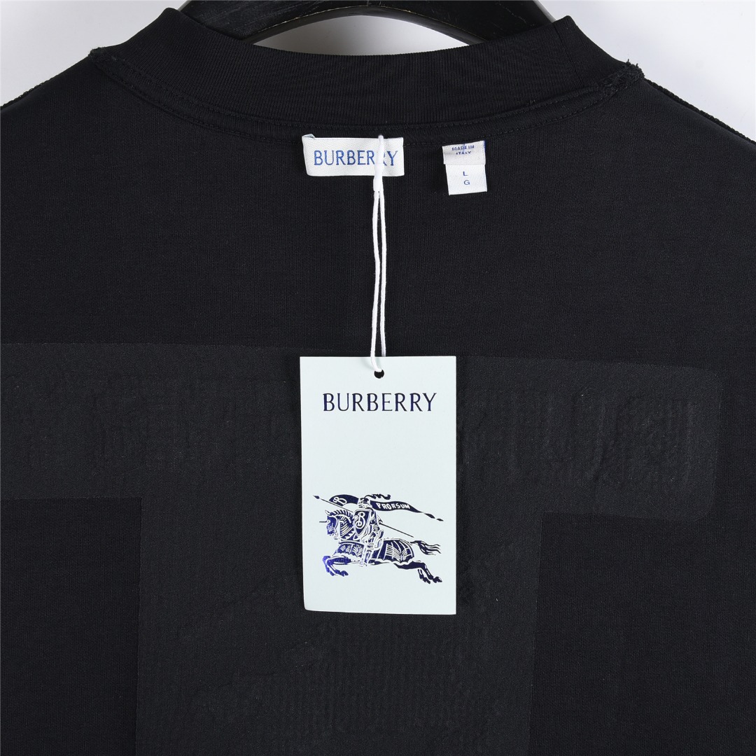 Burberry/巴宝莉 25Fw 十字绣编织战马撞色刺绣长袖T恤 黑色 白色