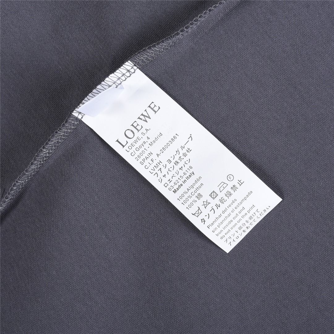 Loewe/罗意威 25Fw 图腾徽标毛巾绣长袖T恤 黑色 白色
