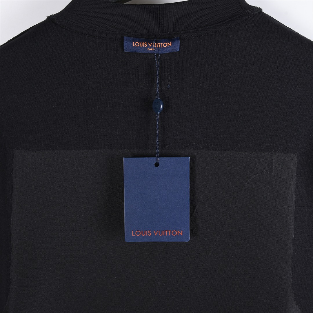 Louis Vuitton/路易威登 25Fw 暗纹立体大logo拱桥刺绣长袖T恤 黑色 白色