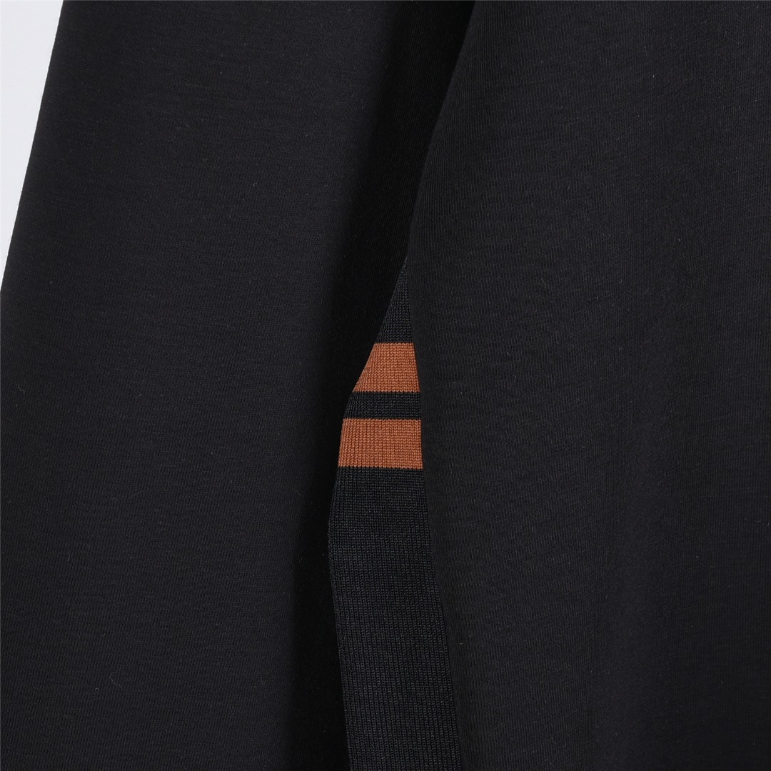 Zegna/杰尼亚 25Fw 简约标志字母刺绣长袖T恤 黑色 白色