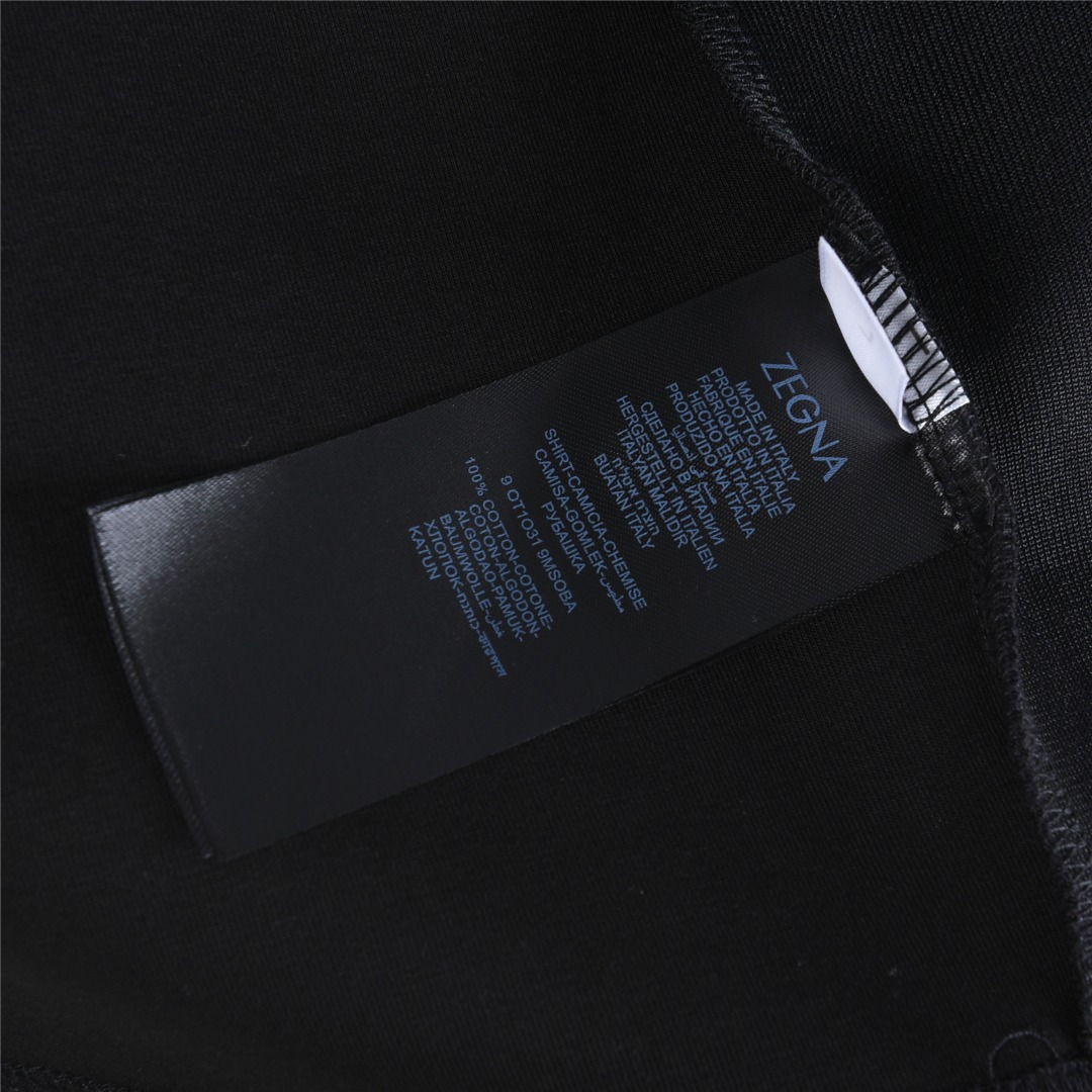 Zegna/杰尼亚 25Fw 简约标志字母刺绣长袖T恤 黑色 白色