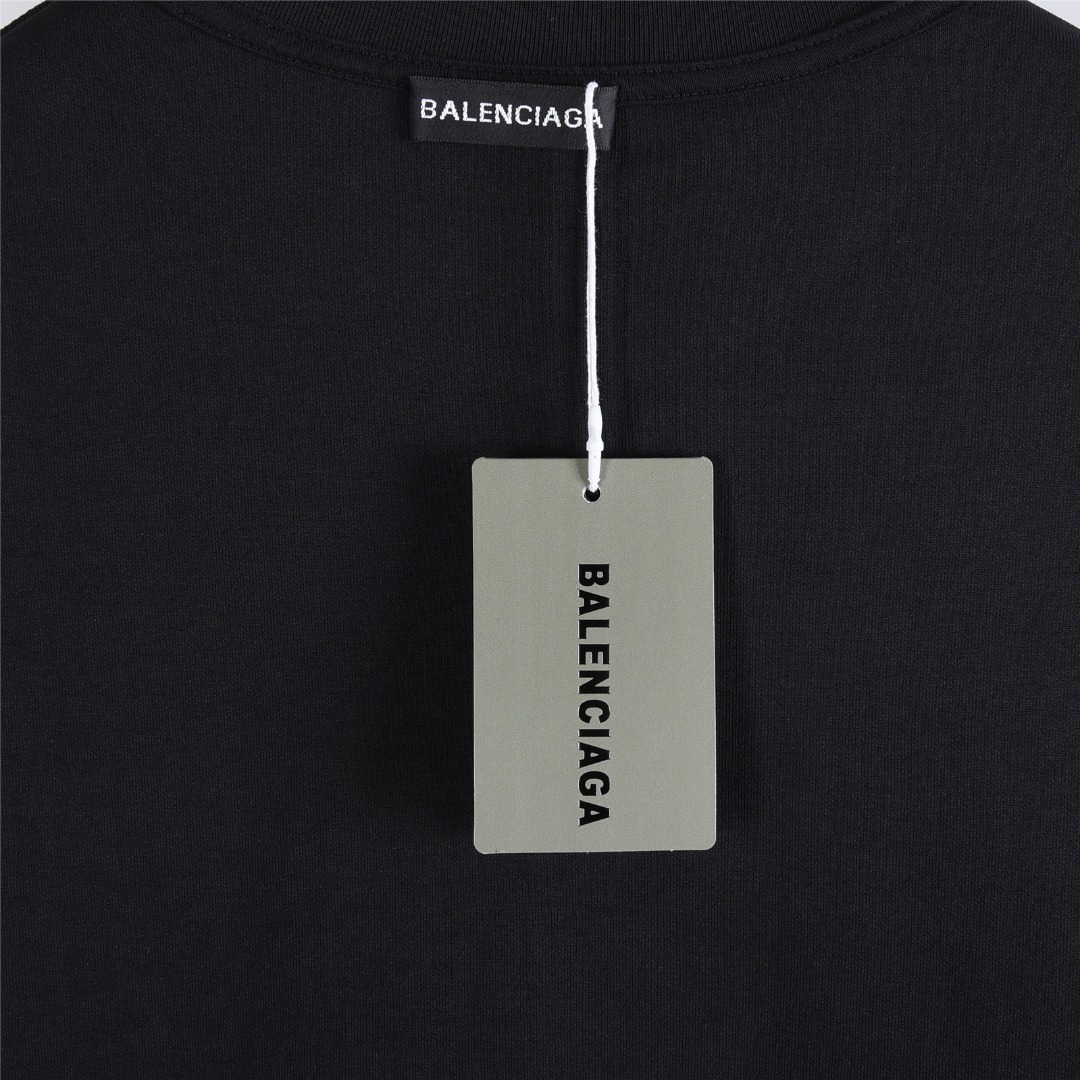 Balenciaga 巴黎世家 25Fw 美纹纸烫银胶带字母长袖T恤 黑银