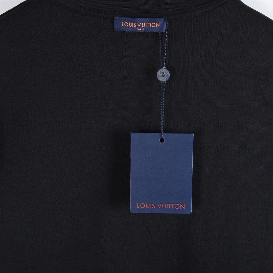 Louis Vuitton/路易威登 25Fw 暗纹编织立体logo字母刺绣长袖T恤 黑色 白色