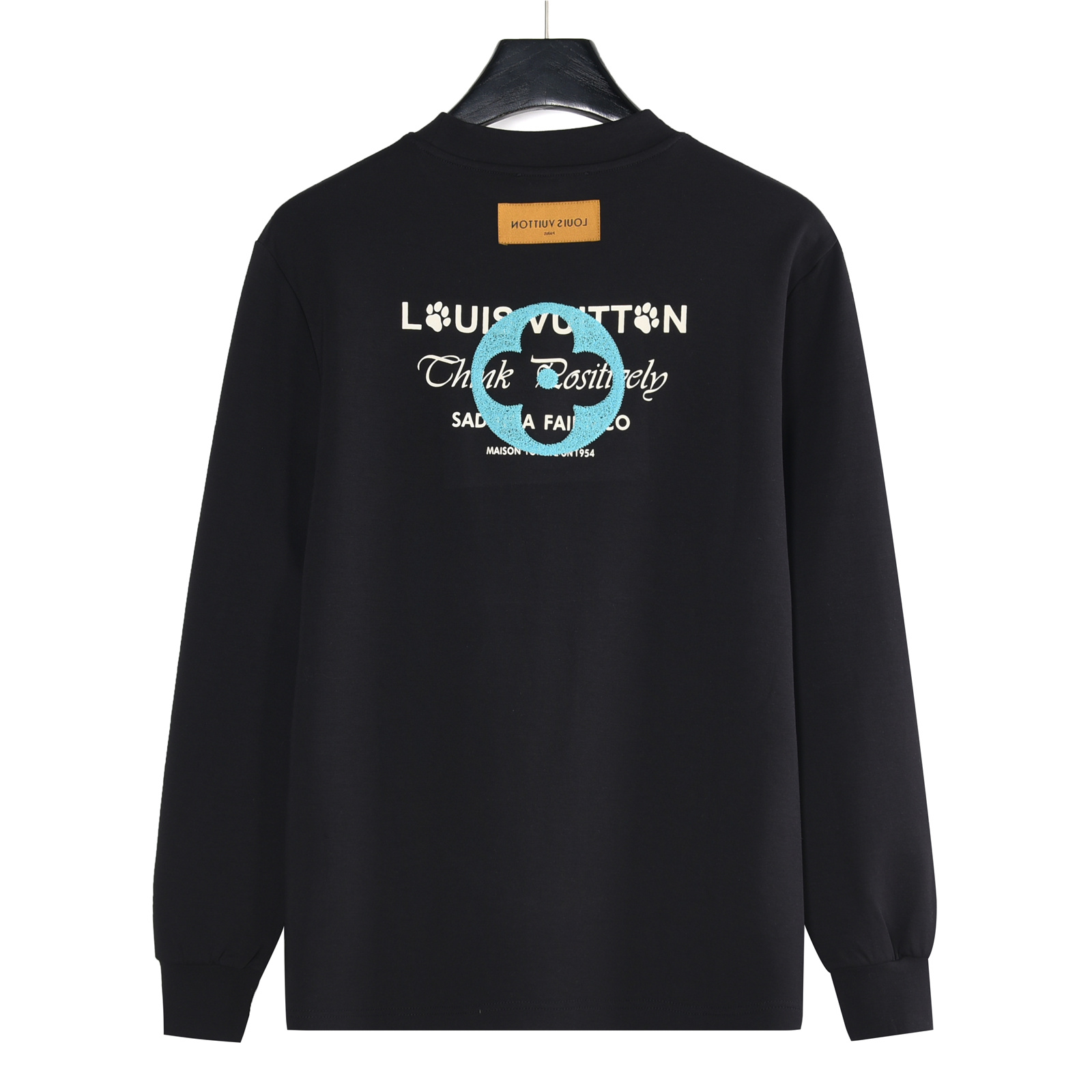 Louis Vuitton/路易威登 25Fw 四叶草及logo字母刺绣长袖T恤 黑色 白色