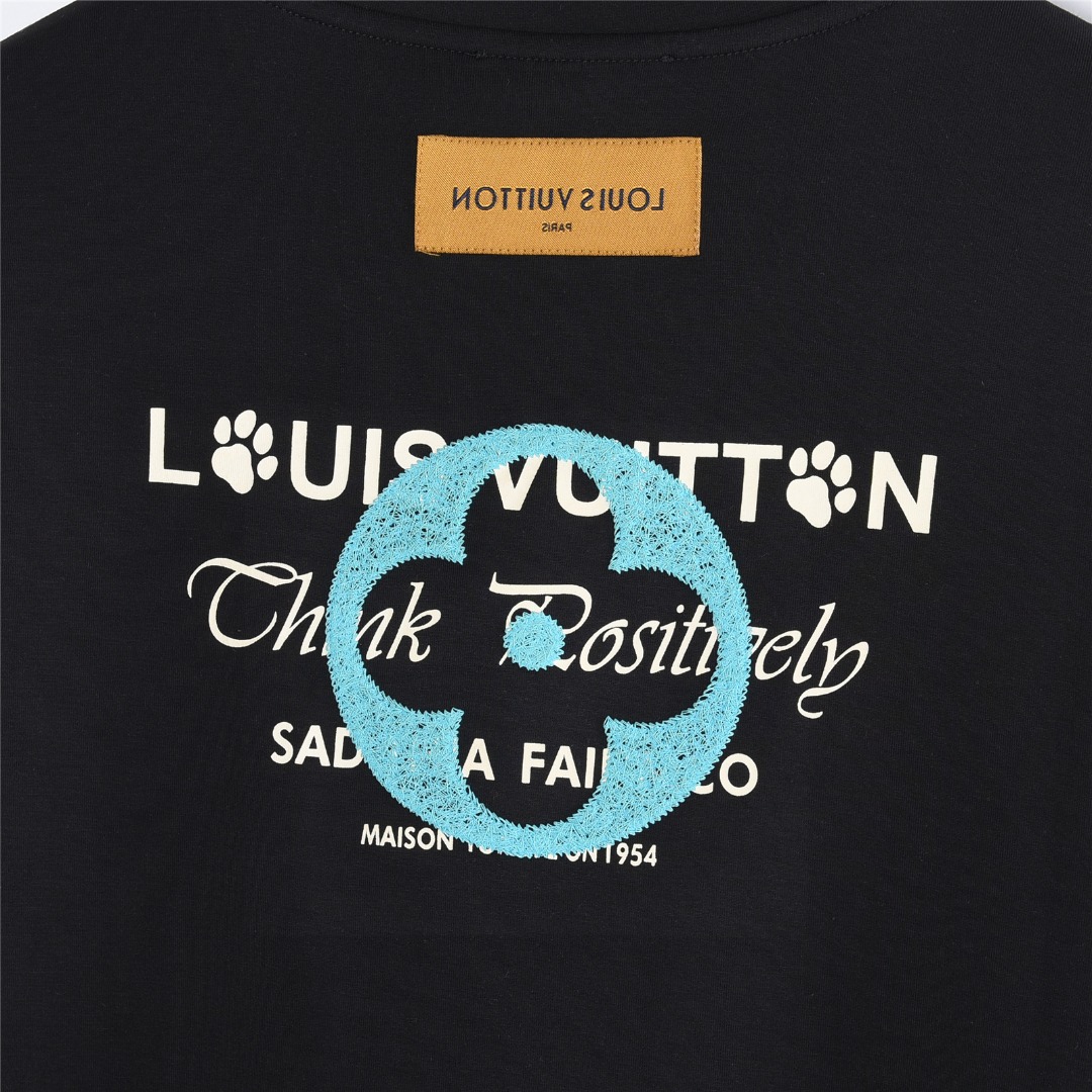 Louis Vuitton/路易威登 25Fw 四叶草及logo字母刺绣长袖T恤 黑色 白色