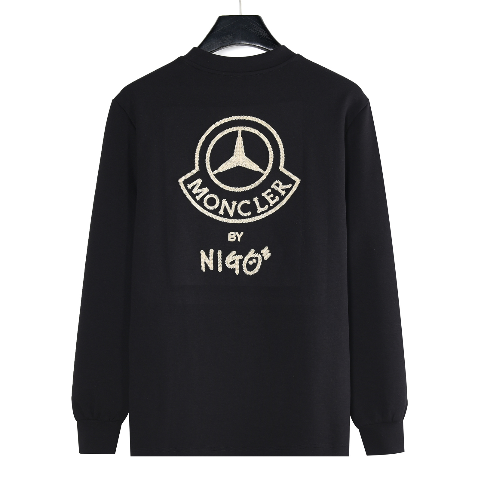 Moncler/蒙口 25Fw 后背字母徽标编织刺绣长袖T恤 黑色 白色