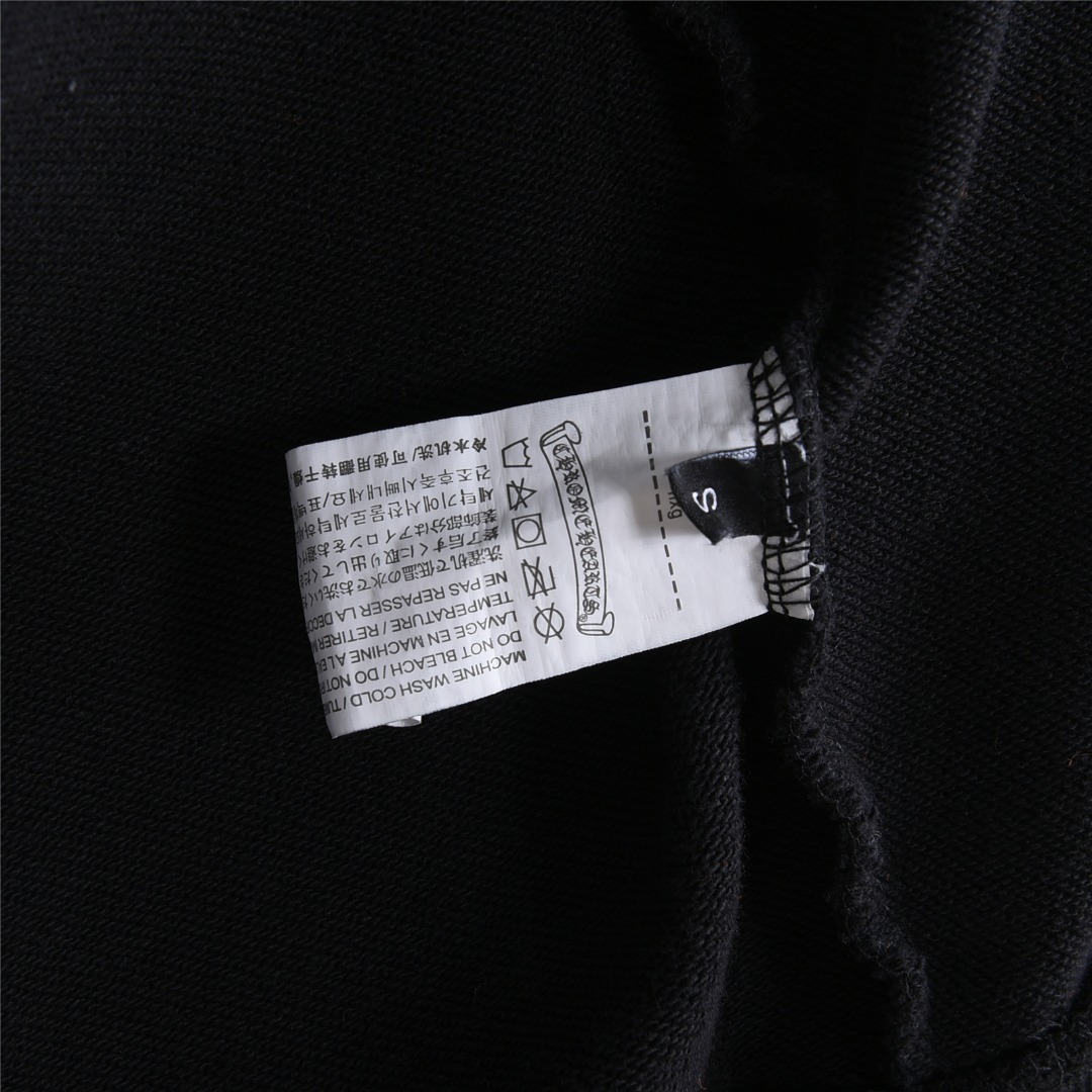 Chrome Hearts/克罗心 重工水洗马蹄梵文牛仔贴布刺绣连帽卫衣水洗黑 水洗白