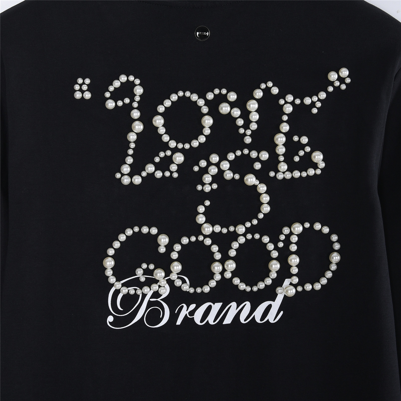 GOOD BRAND 25Fw 珍珠烤瓷字母印花长袖T恤 黑色 白色