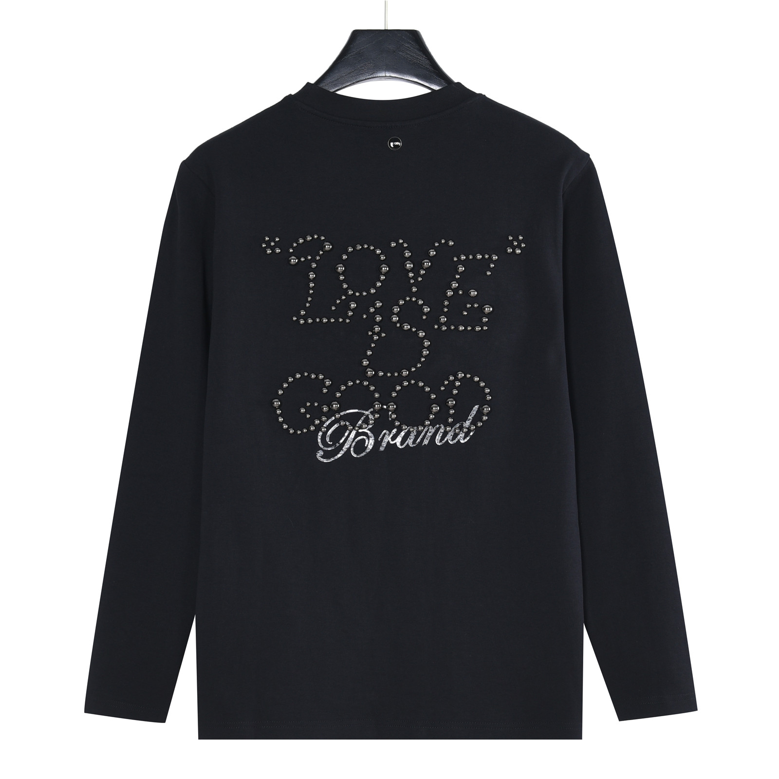 GOOD BRAND 25Fw 电镀烤瓷珍珠字母压胶长袖T恤