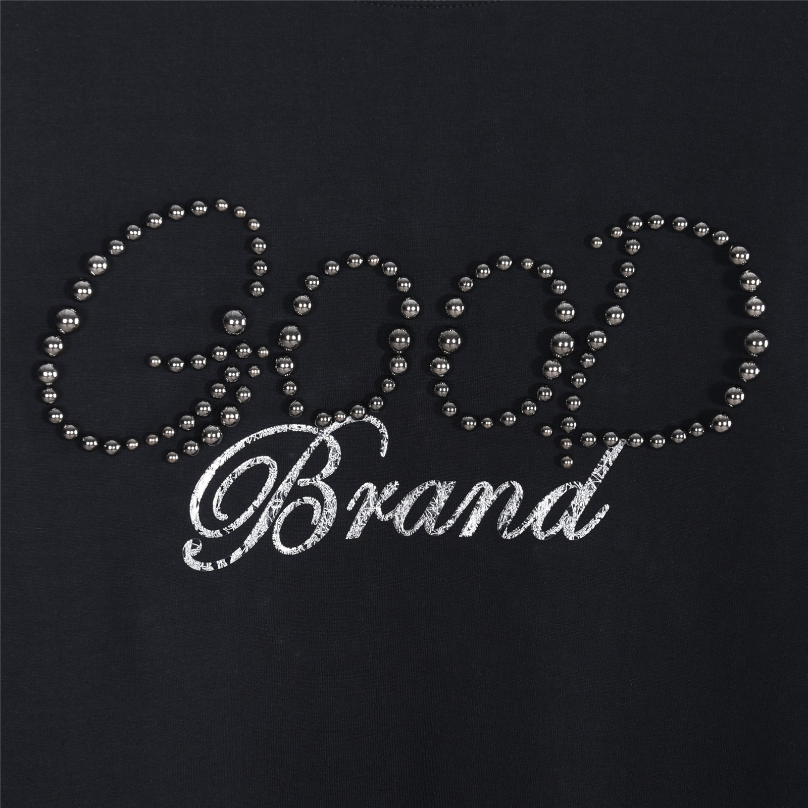 GOOD BRAND 25Fw 电镀烤瓷珍珠字母压胶长袖T恤