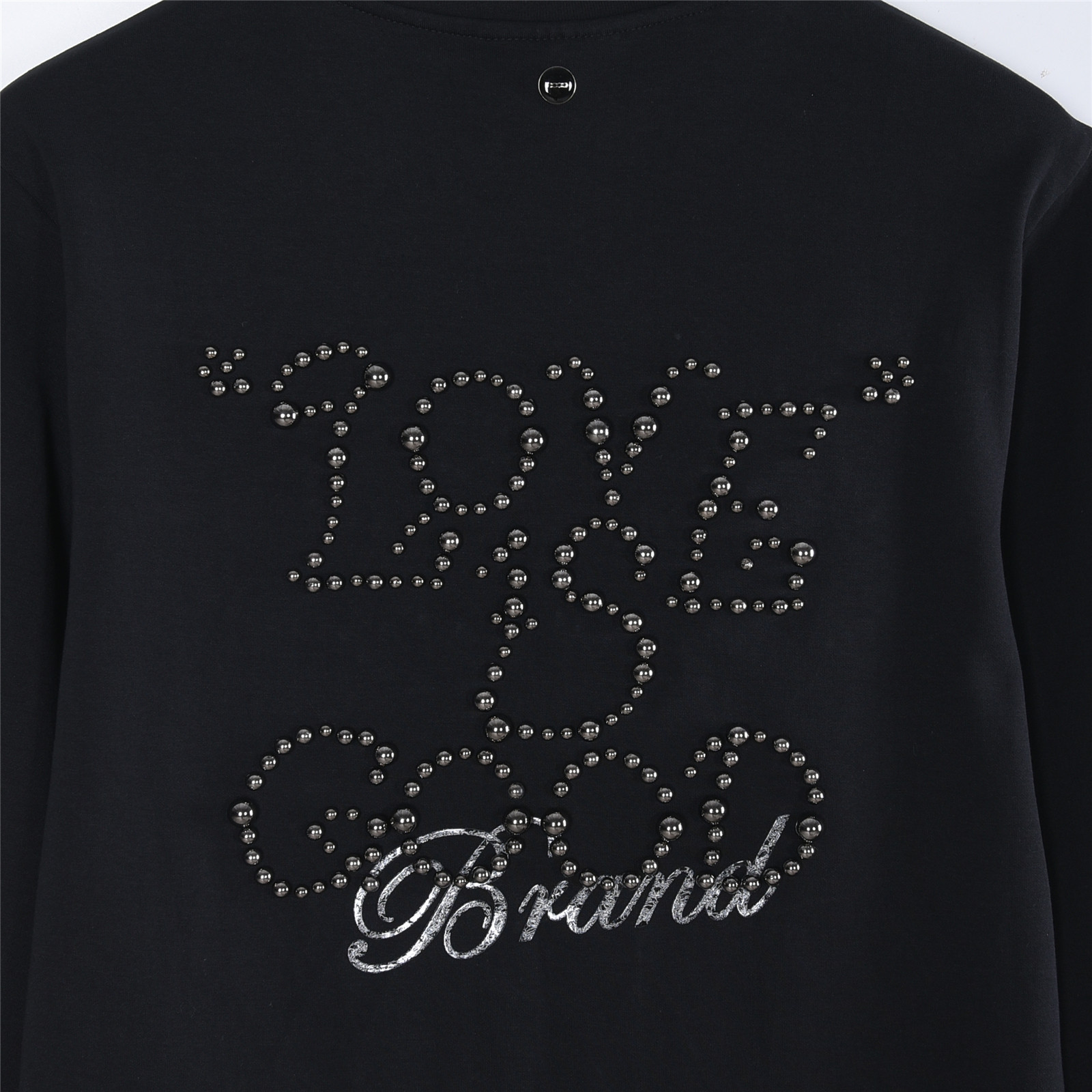 GOOD BRAND 25Fw 电镀烤瓷珍珠字母压胶长袖T恤