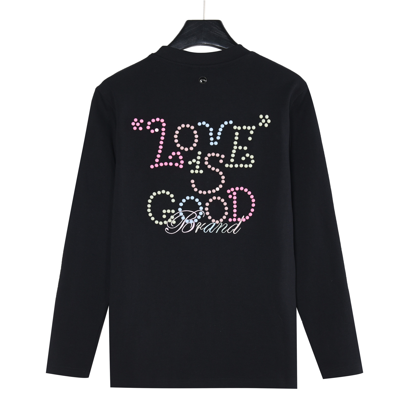 GOOD BRAND 25Fw 马卡龙彩色珍珠烤瓷字母长袖T恤黑色 白色