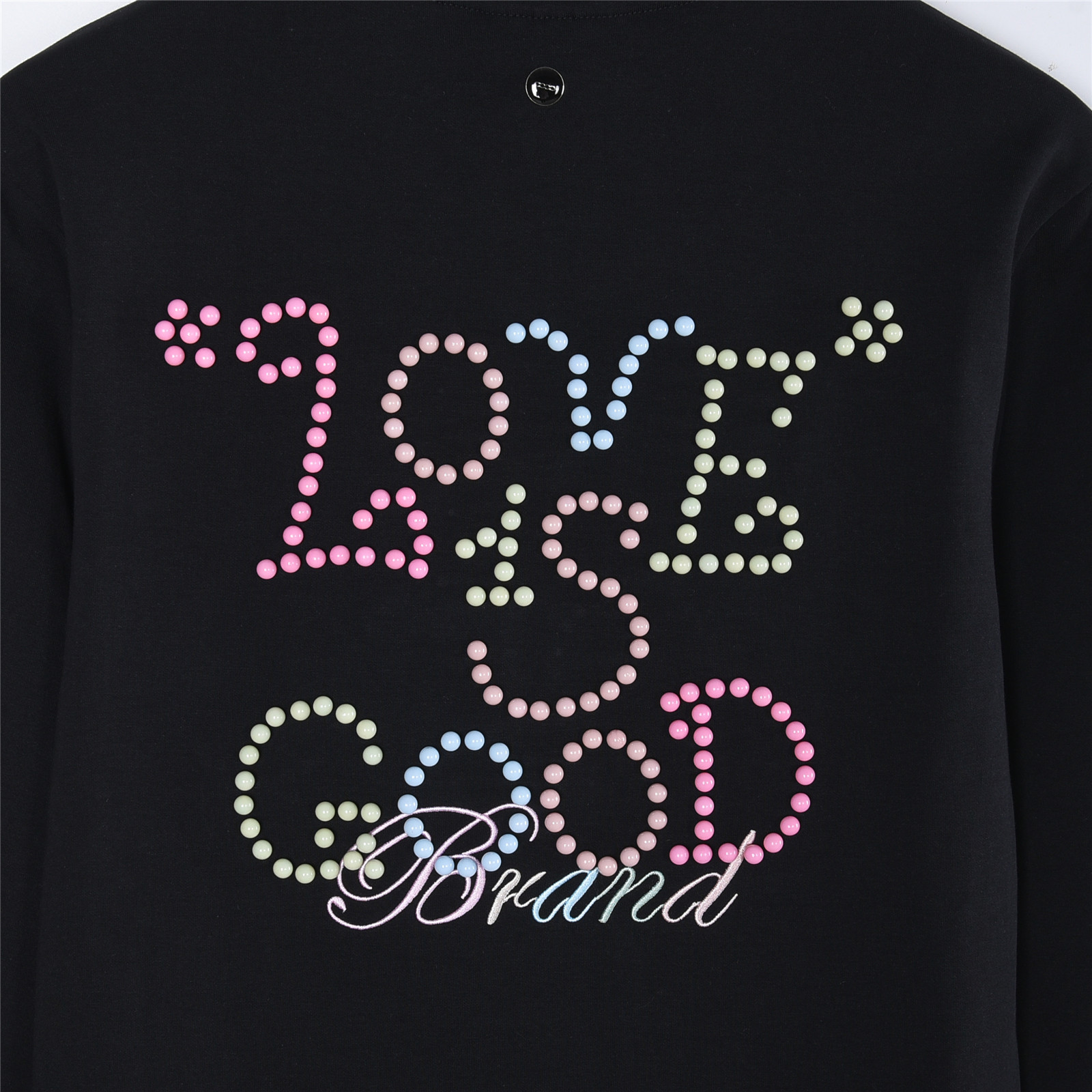 GOOD BRAND 25Fw 马卡龙彩色珍珠烤瓷字母长袖T恤黑色 白色