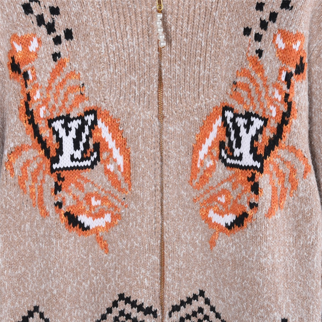 Louis Vuitton/路易威登 龙虾系列 双虾提花针织拉链披肩领毛衣外套