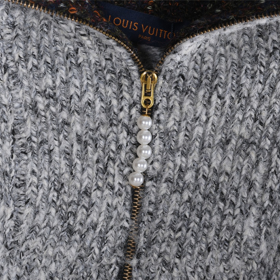 Louis Vuitton/路易威登 25Fw 垂钓者田园提花针织拉链披肩领毛衣外套