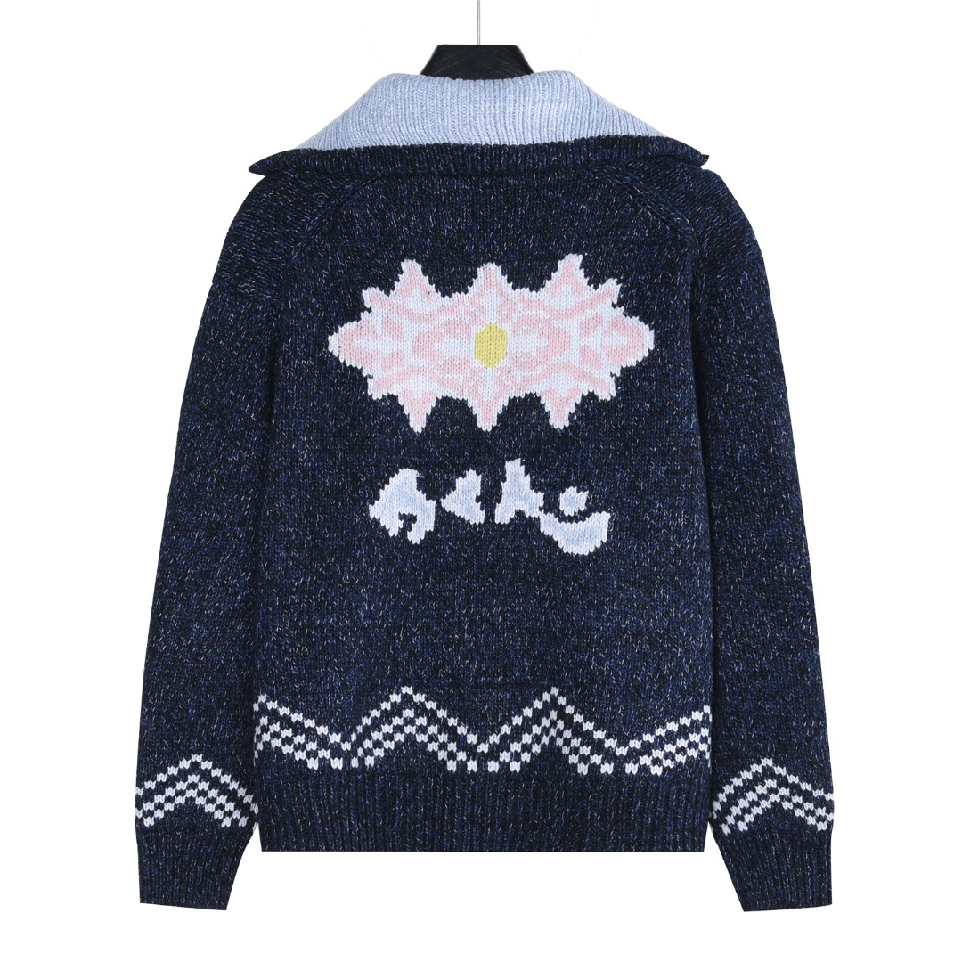 Louis Vuitton/路易威登 25Fw 鲸鱼拉链提花针织拉链披肩领毛衣外套