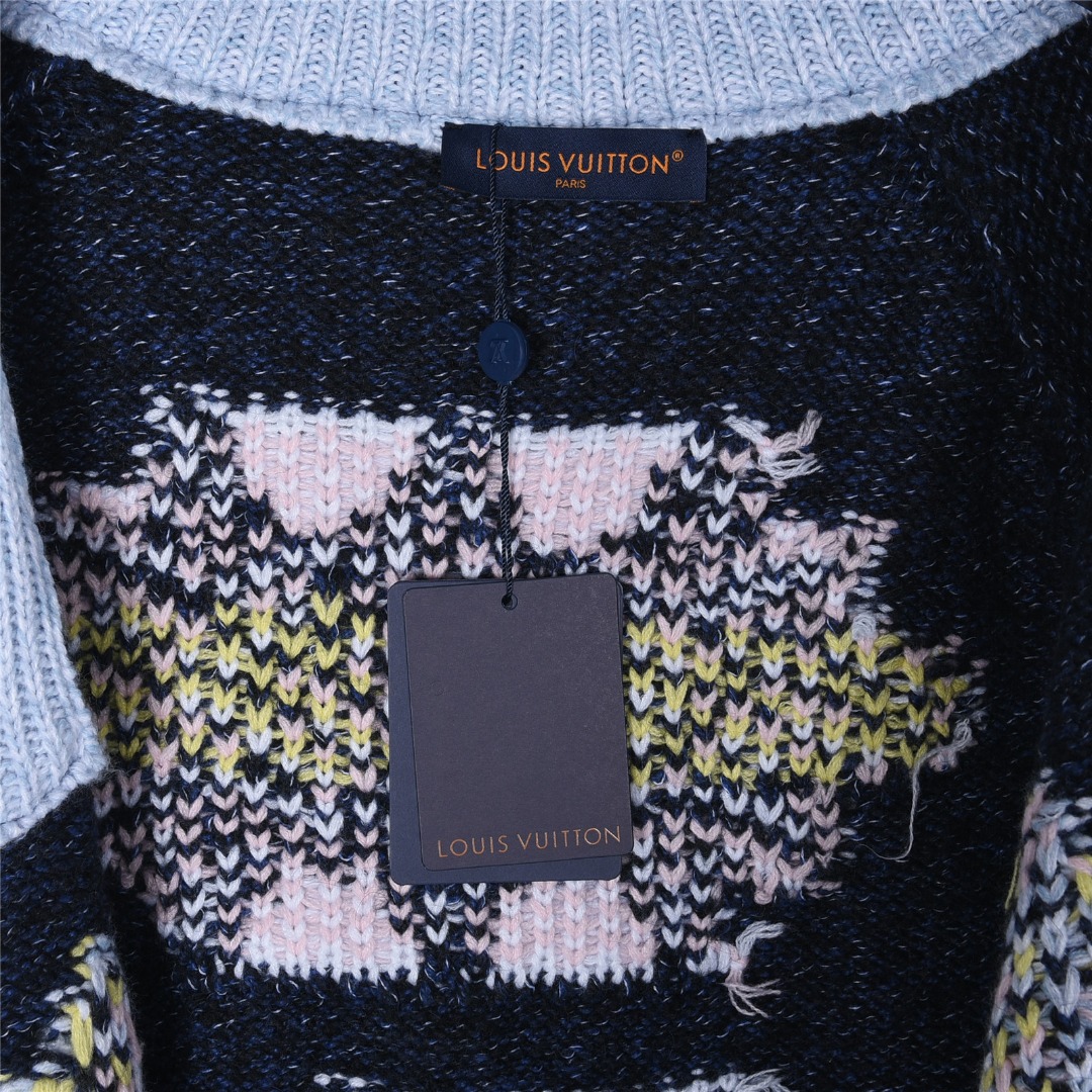 Louis Vuitton/路易威登 25Fw 鲸鱼拉链提花针织拉链披肩领毛衣外套