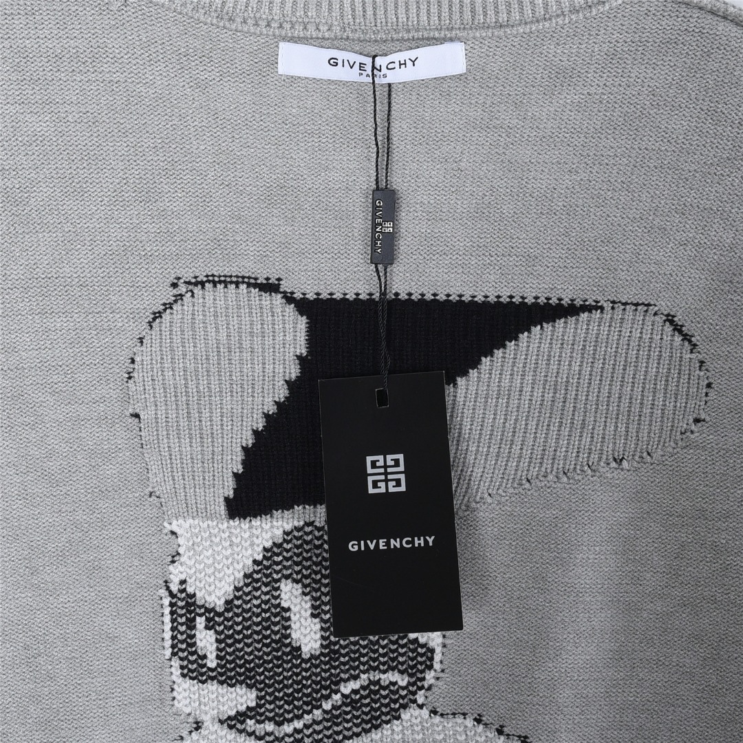 Givenchy纪梵希 x Disney 联名字母米老鼠提花针织圆领毛衣 灰色