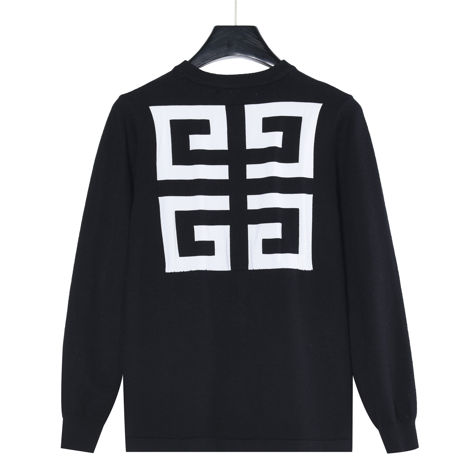 Givenchy纪梵希 字母logo宫格提花针织圆领毛衣 黑色