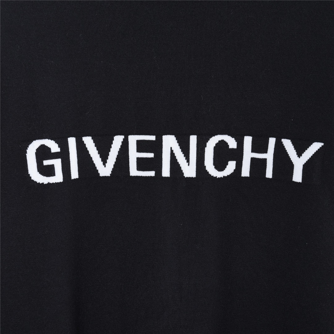 Givenchy纪梵希 字母logo宫格提花针织圆领毛衣 黑色