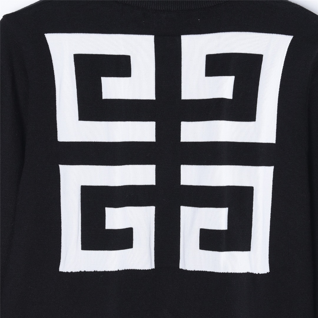 Givenchy纪梵希 字母logo宫格提花针织圆领毛衣 黑色