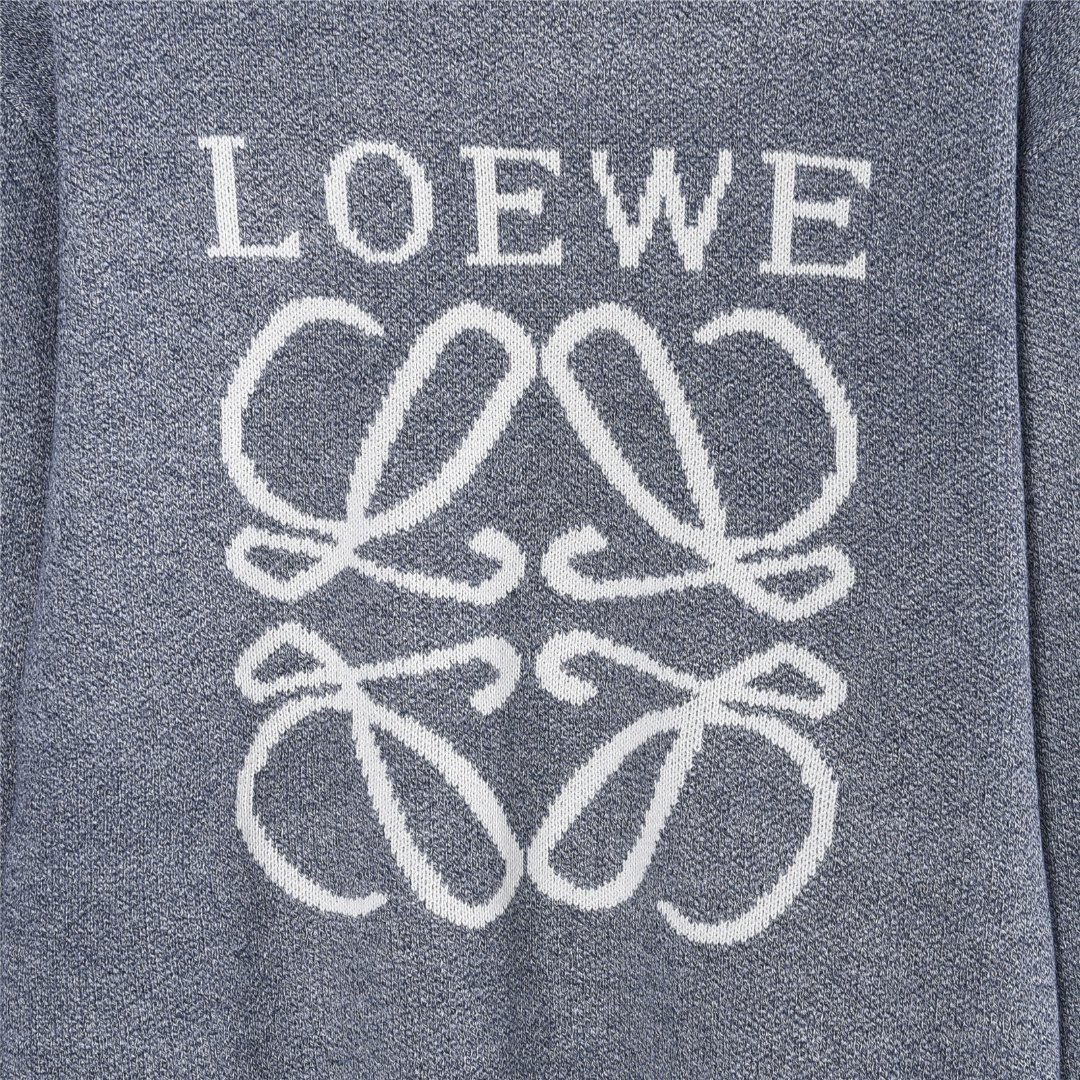 Loewe/罗意威 提花徽标字母针织圆领毛衣 麻灰色