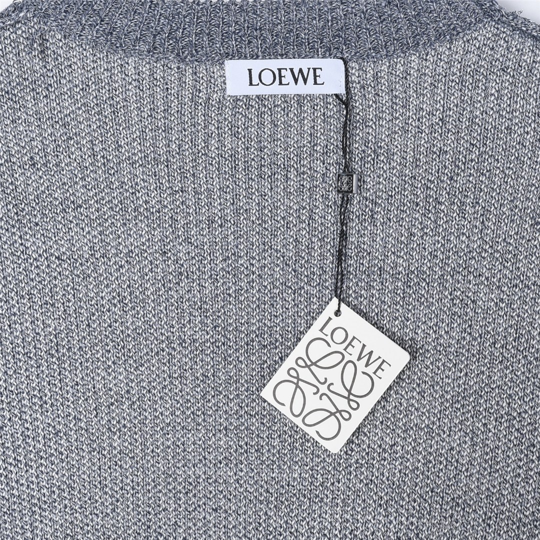 Loewe/罗意威 提花徽标字母针织圆领毛衣 麻灰色