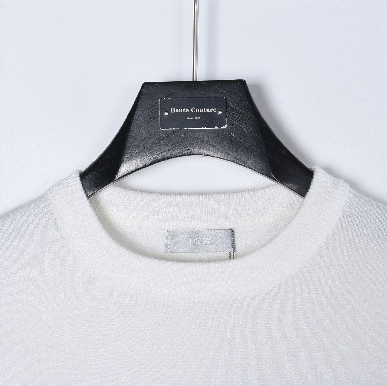 Dior/迪奥 胸前字母提花针织圆领毛衣 白色