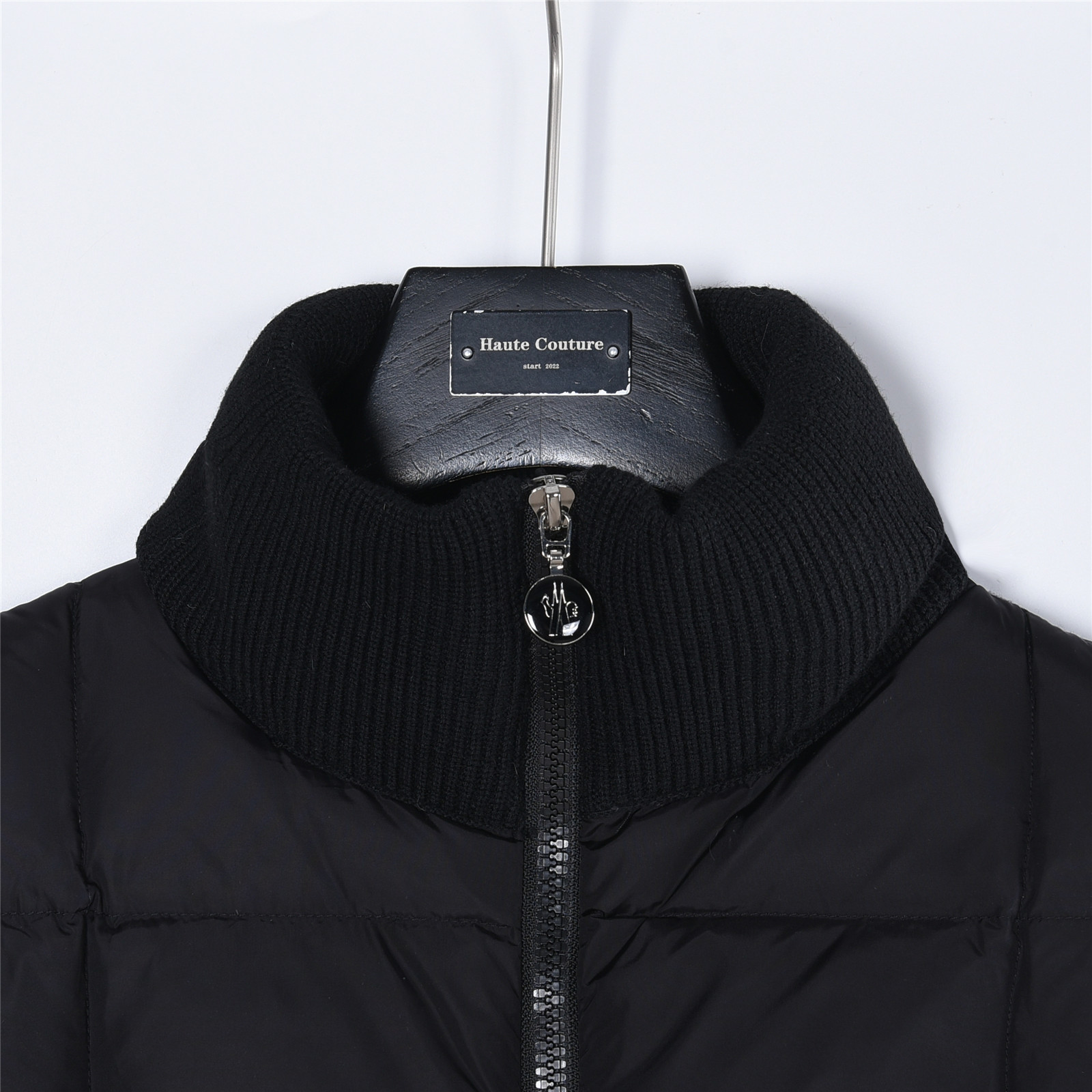 女款 Moncler/蒙口 25Fw Cardigan 针织长袖拼接口袋羽绒服 黑色