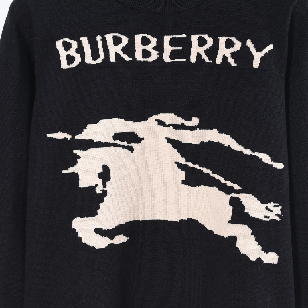 Burberry/巴宝莉 战马骑士徽标提花混纺圆领毛衣