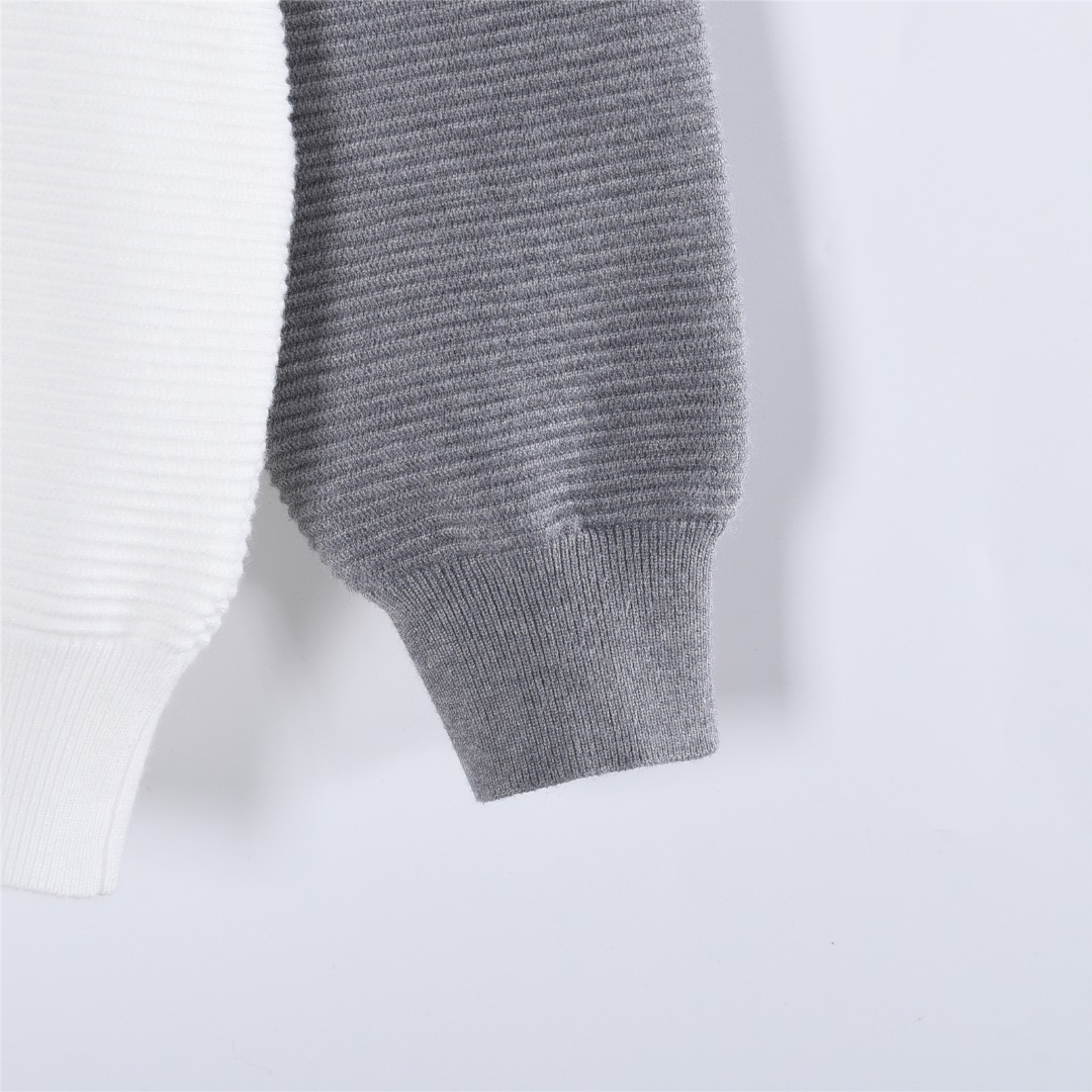 ThomBrowne/汤姆布朗 25Fw 四杠条纹拼色校园风针织毛衣
