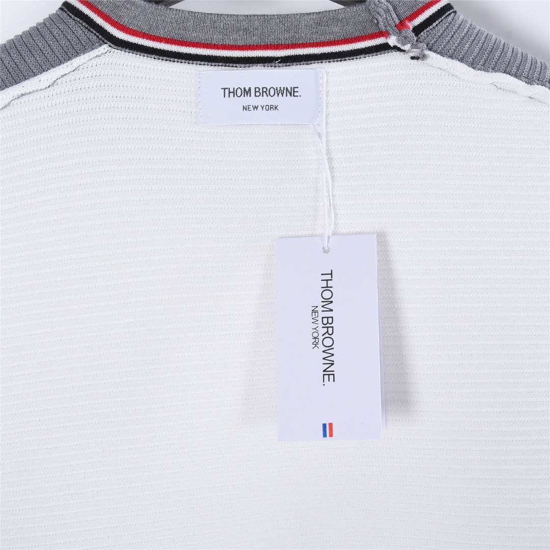 ThomBrowne/汤姆布朗 25Fw 四杠条纹拼色校园风针织毛衣