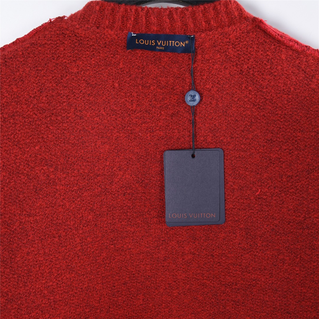 Louis Vuitton/路易威登 25Fw 提花大logo开衫毛衣 黑色 深灰 宝蓝 红色