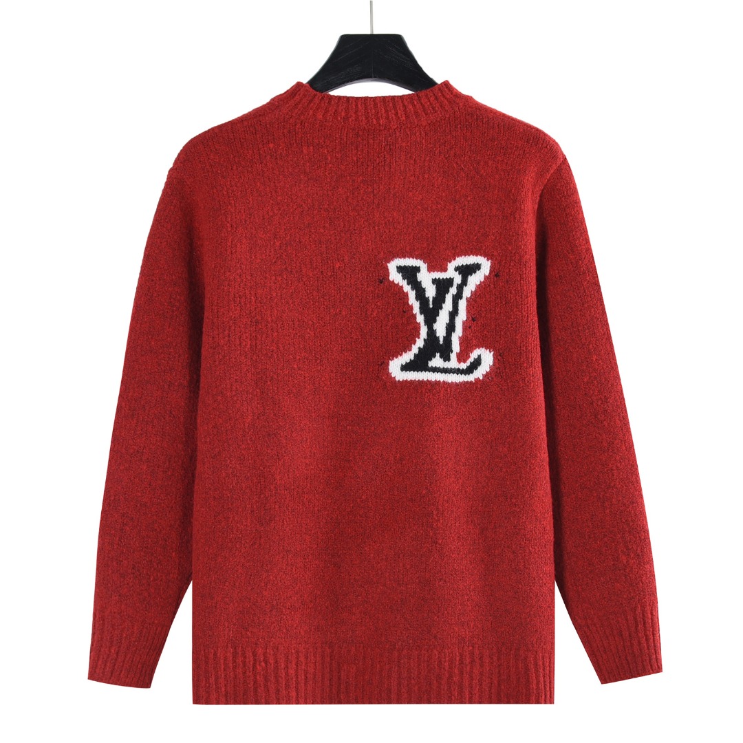 Louis Vuitton/路易威登 前后提花大logo圆领毛衣 黑色 深灰 宝蓝 红色