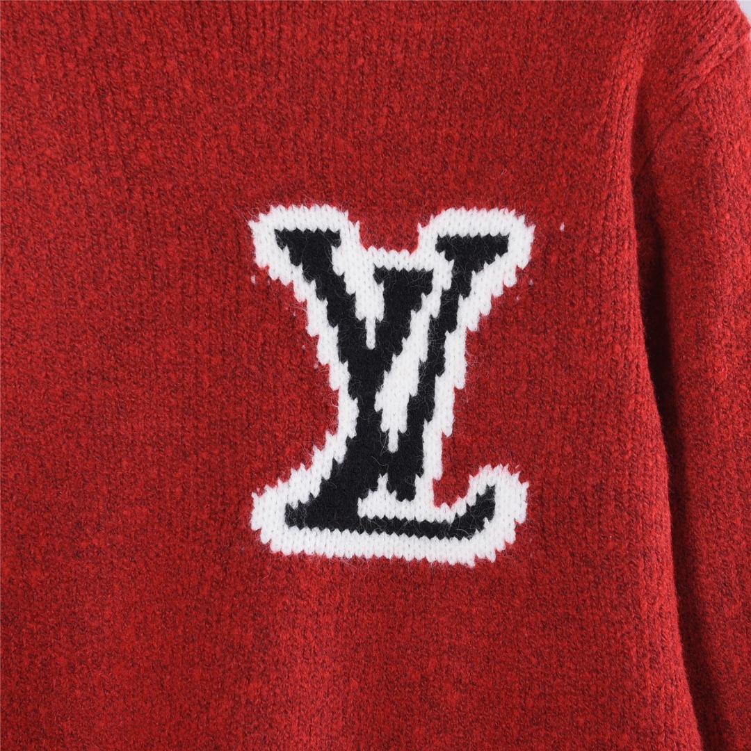 Louis Vuitton/路易威登 前后提花大logo圆领毛衣 黑色 深灰 宝蓝 红色