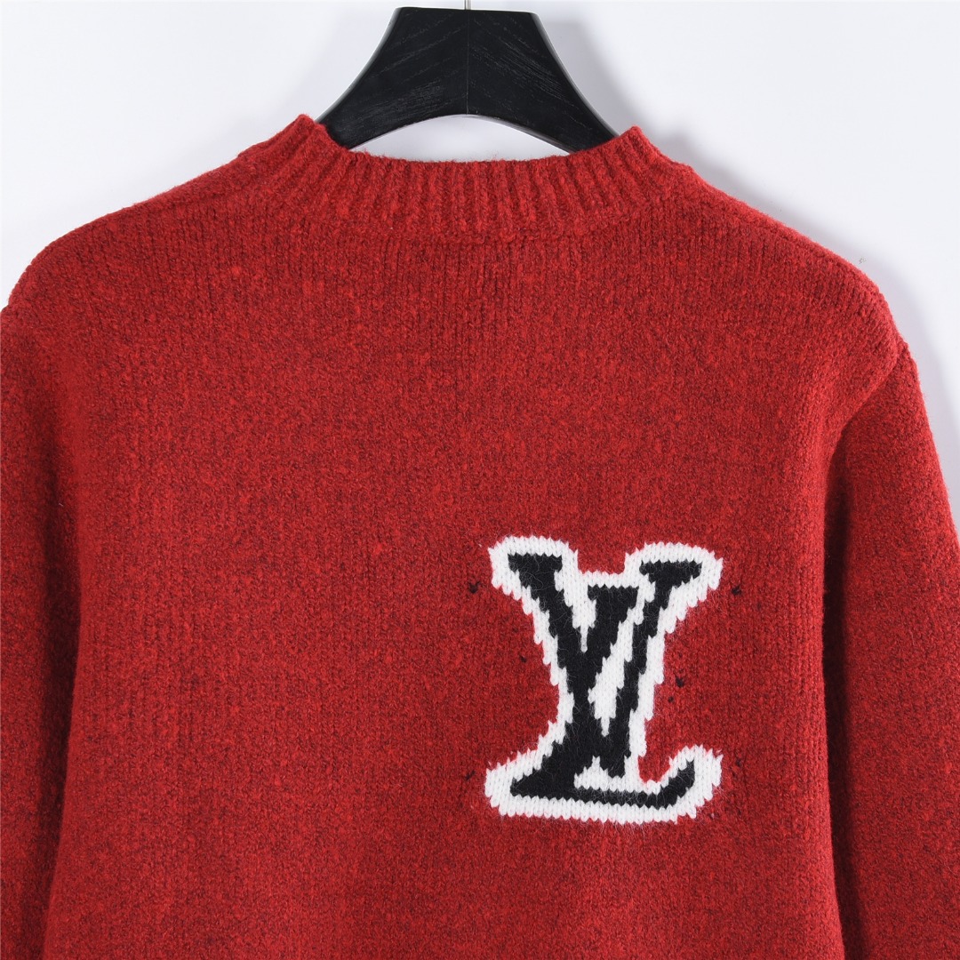 Louis Vuitton/路易威登 前后提花大logo圆领毛衣 黑色 深灰 宝蓝 红色
