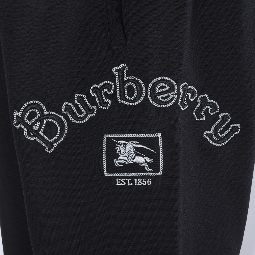Burberry/巴宝莉 字母及战马Logo刺绣长裤 黑色