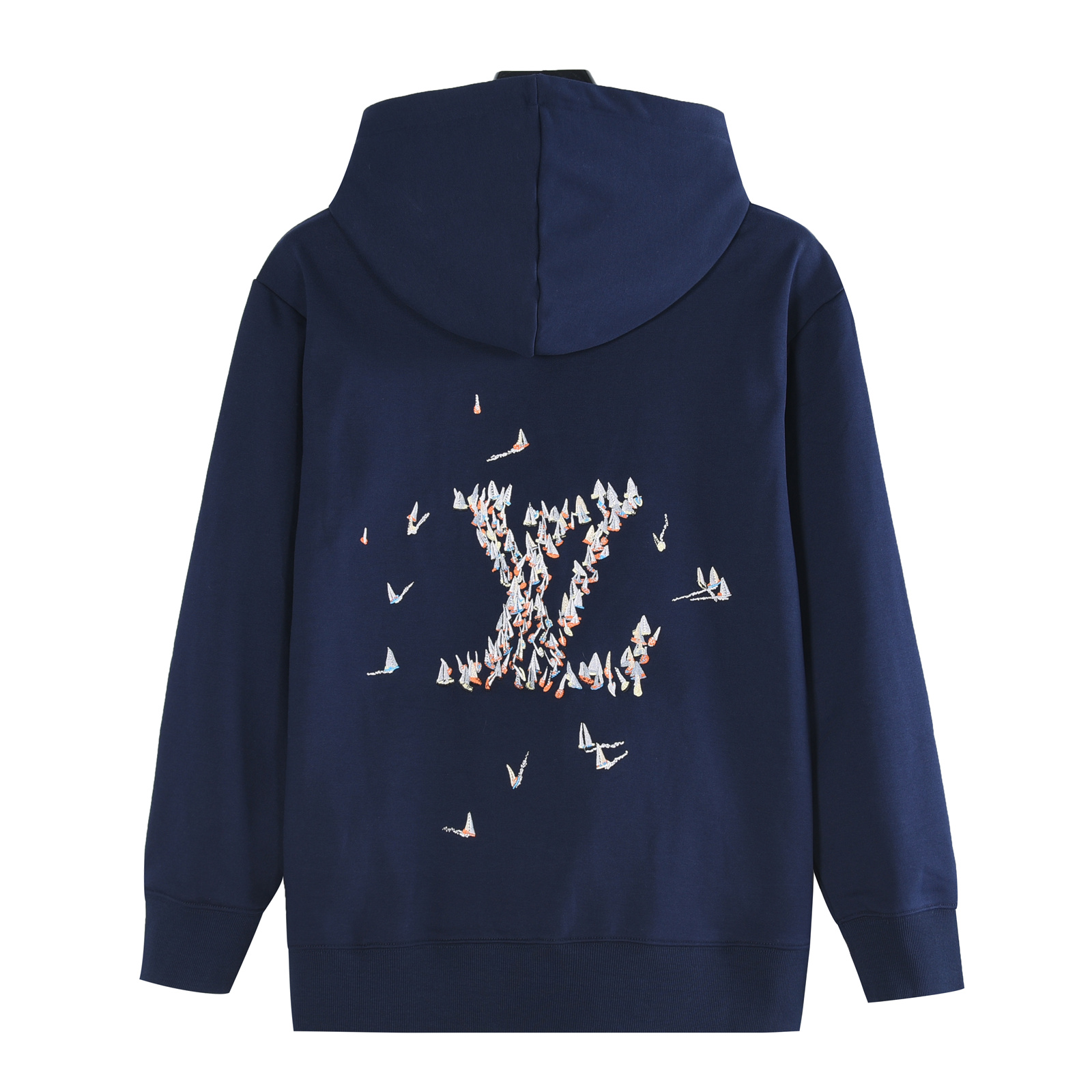 Louis Vuitton/路易威登 25Fw 帆船图案刺绣连帽卫衣藏蓝色