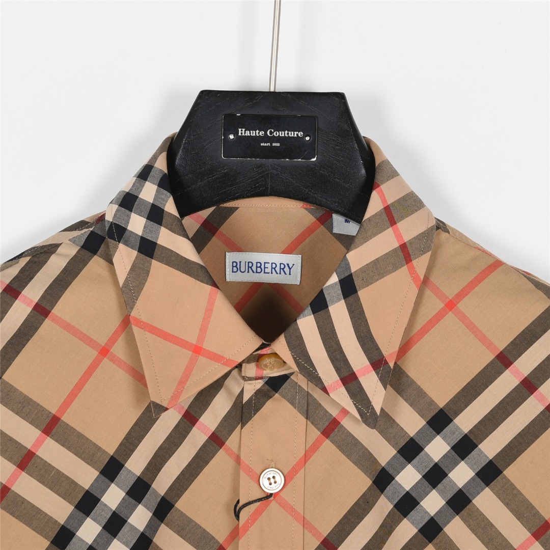 Burberry/巴宝莉 斜纹格棉质长袖衬衫 卡其 灰色