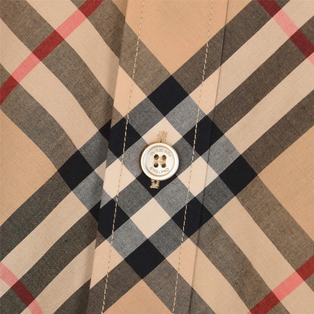 Burberry/巴宝莉 斜纹格棉质长袖衬衫 卡其 灰色