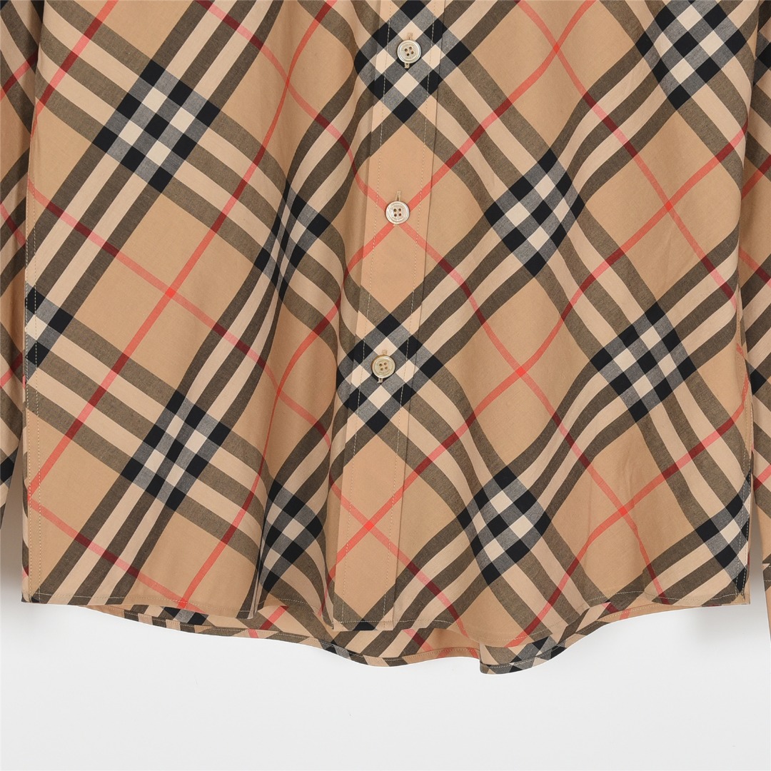Burberry/巴宝莉 斜纹格棉质长袖衬衫 卡其 灰色