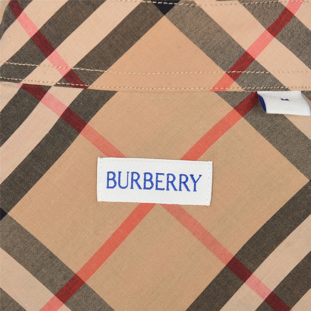 Burberry/巴宝莉 斜纹格棉质长袖衬衫 卡其 灰色