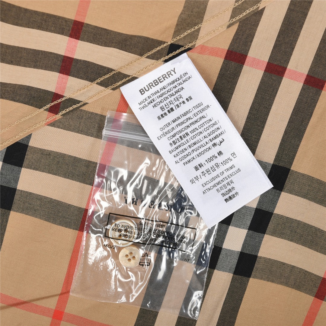 Burberry/巴宝莉 斜纹格棉质长袖衬衫 卡其 灰色