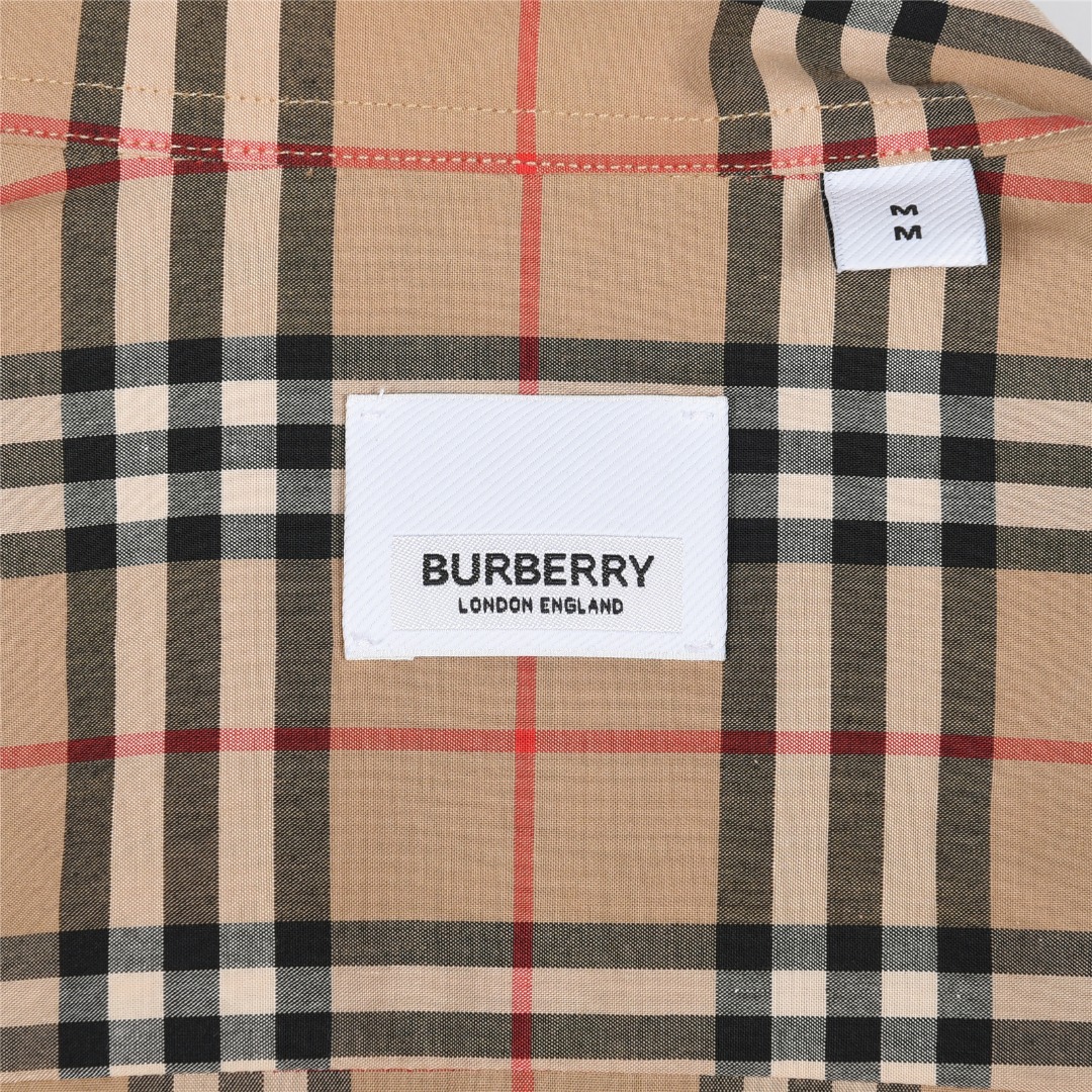 Burberry/巴宝莉 经典口袋小格纹棉质长袖衬衫 卡其小格