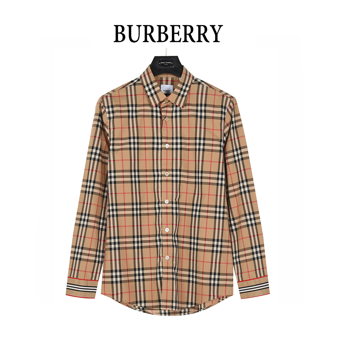 Burberry/巴宝莉 门襟袖口织带格纹棉质长袖衬衫 Burberry/巴宝莉 门襟袖口织带格纹棉质长袖衬衫
