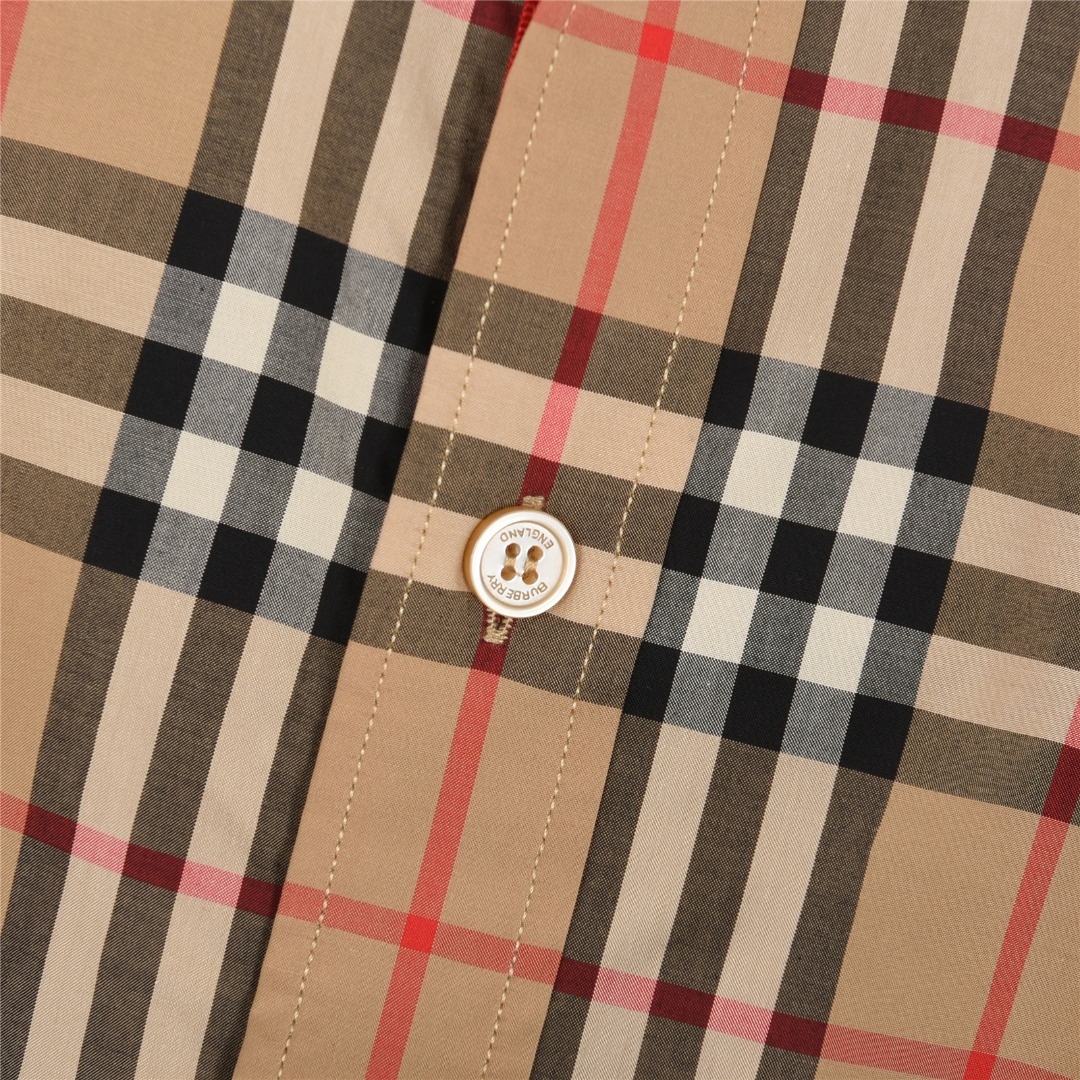 Burberry/巴宝莉 门襟袖口织带格纹棉质长袖衬衫 Burberry/巴宝莉 门襟袖口织带格纹棉质长袖衬衫