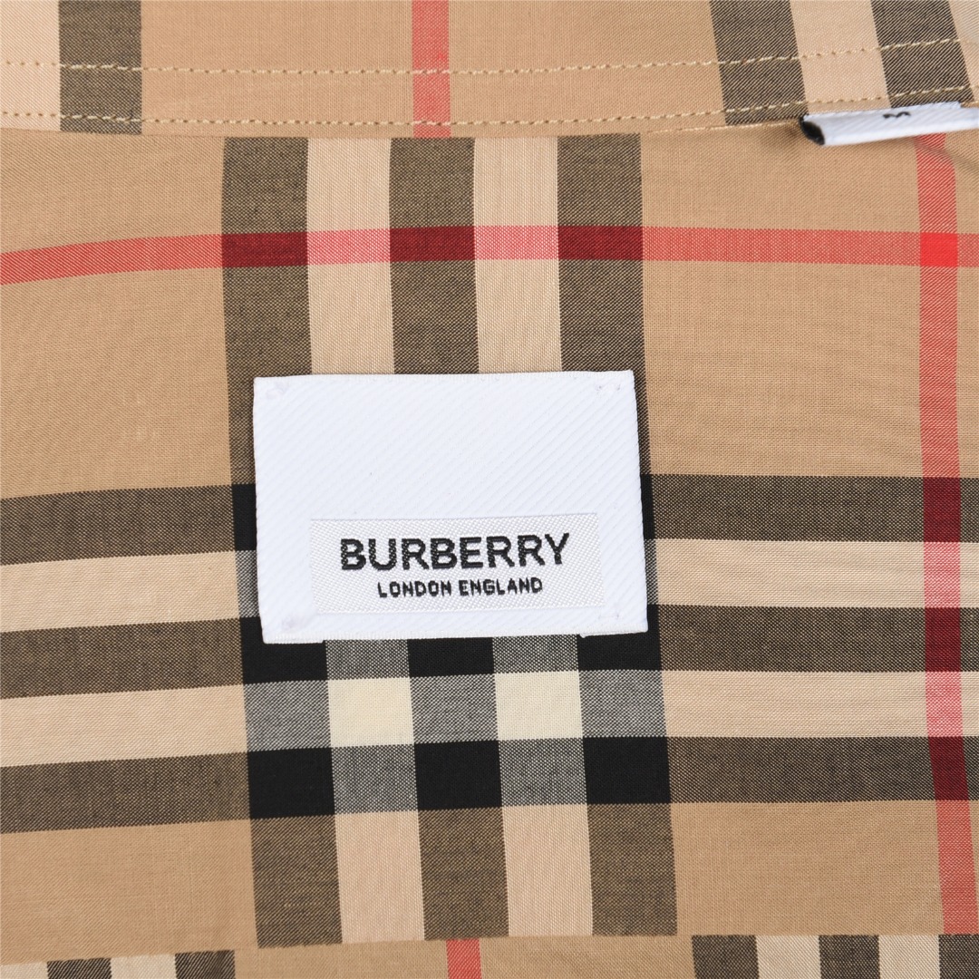 Burberry/巴宝莉 门襟袖口织带格纹棉质长袖衬衫 Burberry/巴宝莉 门襟袖口织带格纹棉质长袖衬衫